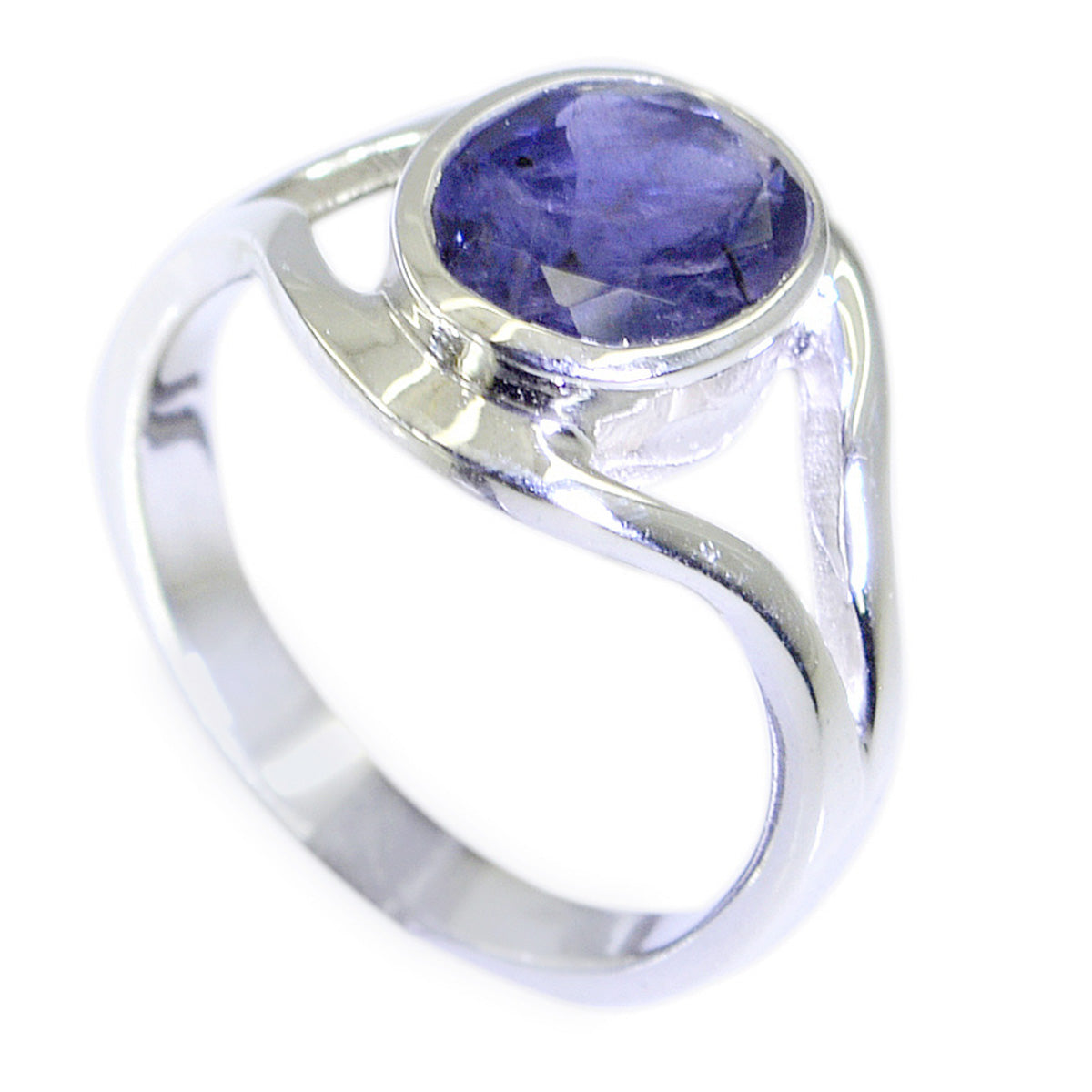 Iolite Solitaire Turkish 925 Sterling Silver Blue Gems Whisper-thin Modern Ring Jewellery Второстепенное изображение товара
