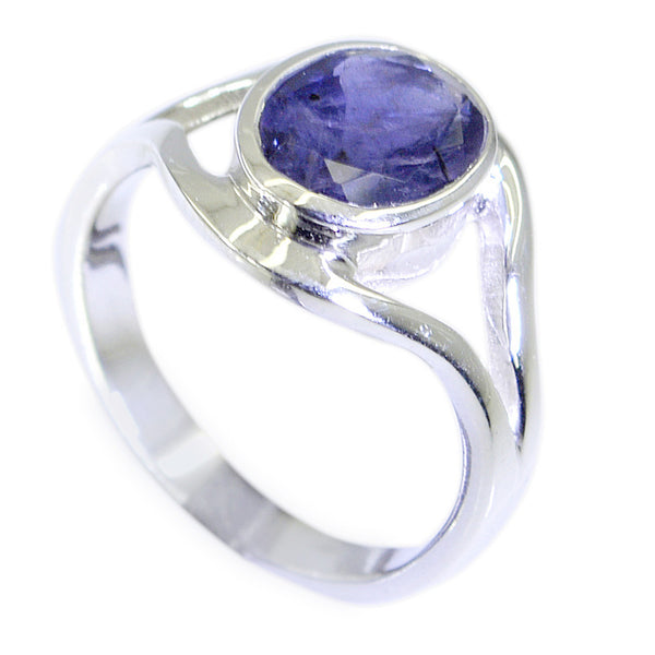 Iolite Solitaire Turkish 925 Sterling Silver Blue Gems Whisper thin Modern Ring Jewellery