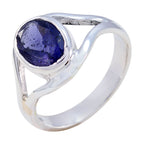 Iolite Solitaire Turkish 925 Sterling Silver Blue Gems Whisper thin Modern Ring Jewellery