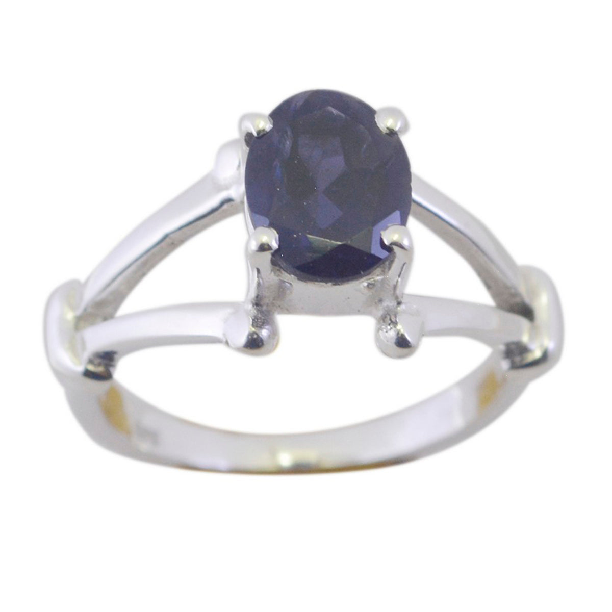 Iolite Solitaire German Sterling Silver Blue Gemstones Tiny Modern Ring Jewellery Main image