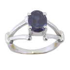 Iolite Solitaire German Sterling Silver Blue Gemstones Tiny Modern Ring Jewellery