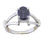 Iolite Solitaire German Sterling Silver Blue Gemstones Tiny Modern Ring Jewellery