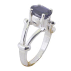 Iolite Solitaire German Sterling Silver Blue Gemstones Tiny Modern Ring Jewellery