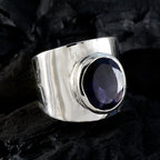 Iolite Solitaire Russian 92.5 Silver Blue Gems Versatile Armor Ring Jewellery