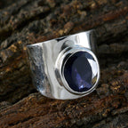 Iolite Solitaire Russian 92.5 Silver Blue Gems Versatile Armor Ring Jewellery