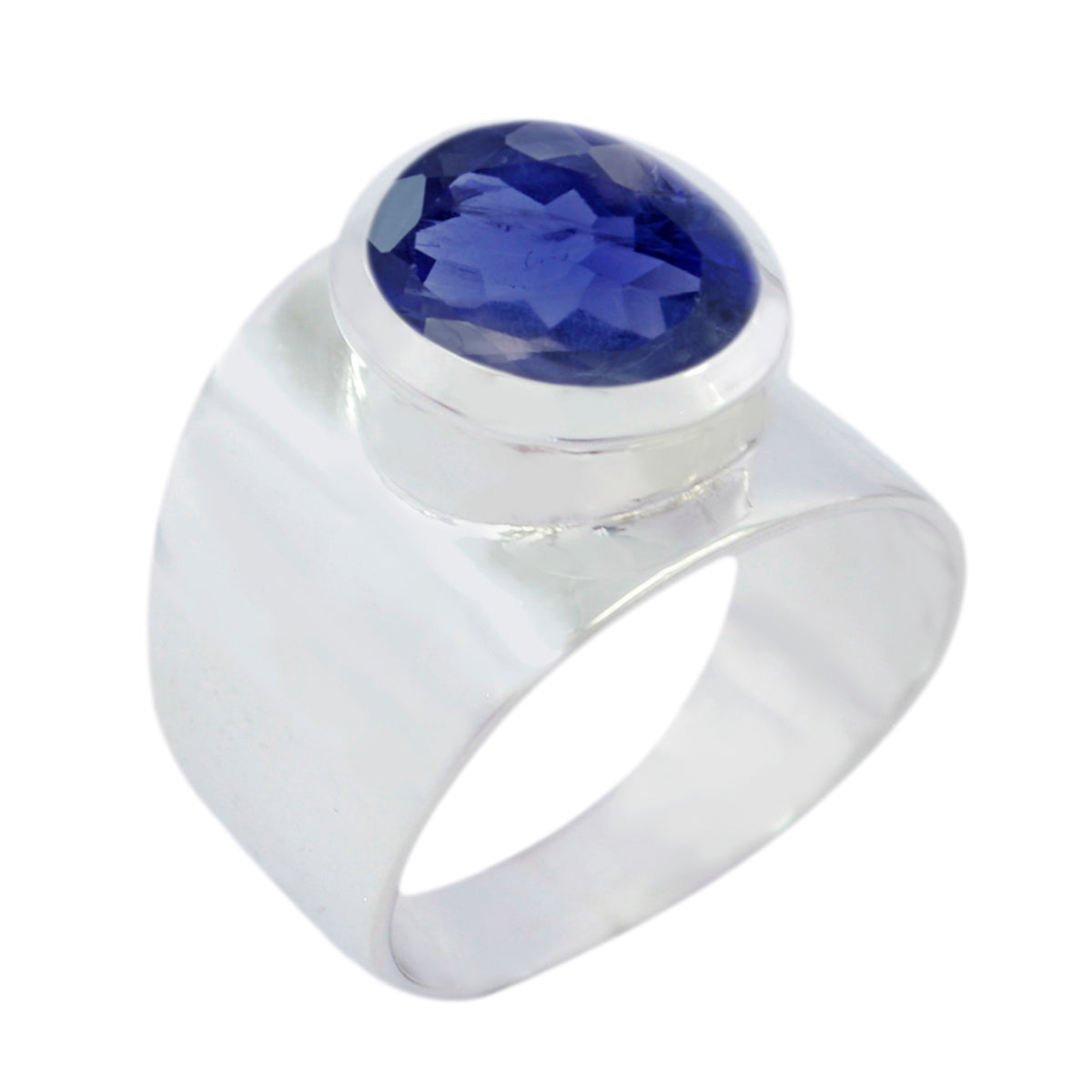 Iolite Solitaire Russian 92.5 Silver Blue Gems Versatile Armor Ring Jewellery
