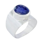 Iolite Solitaire Russian 92.5 Silver Blue Gems Versatile Armor Ring Jewellery