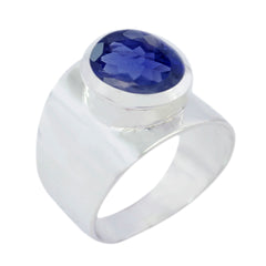 Iolite Solitaire Russian 92.5 Silver Blue Gems Versatile Armor Ring Jewellery