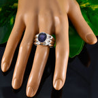Iolite Solitaire German 925 Silver Blue Gemstones Statement Armor Ring Jewelry
