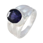 Iolite Solitaire German 925 Silver Blue Gemstones Statement Armor Ring Jewelry