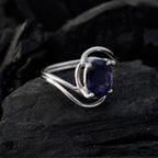 Iolite Solitaire Japanese Silver Blue Gemstone Delicate Sophisticated Ring Jewelry