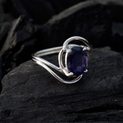 Iolite Solitaire Japanese Silver Blue Gemstone Delicate Sophisticated Ring Jewelry