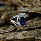 Iolite Solitaire Japanese Silver Blue Gemstone Delicate Sophisticated Ring Jewelry