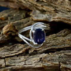 Iolite Solitaire Japanese Silver Blue Gemstone Delicate Sophisticated Ring Jewelry