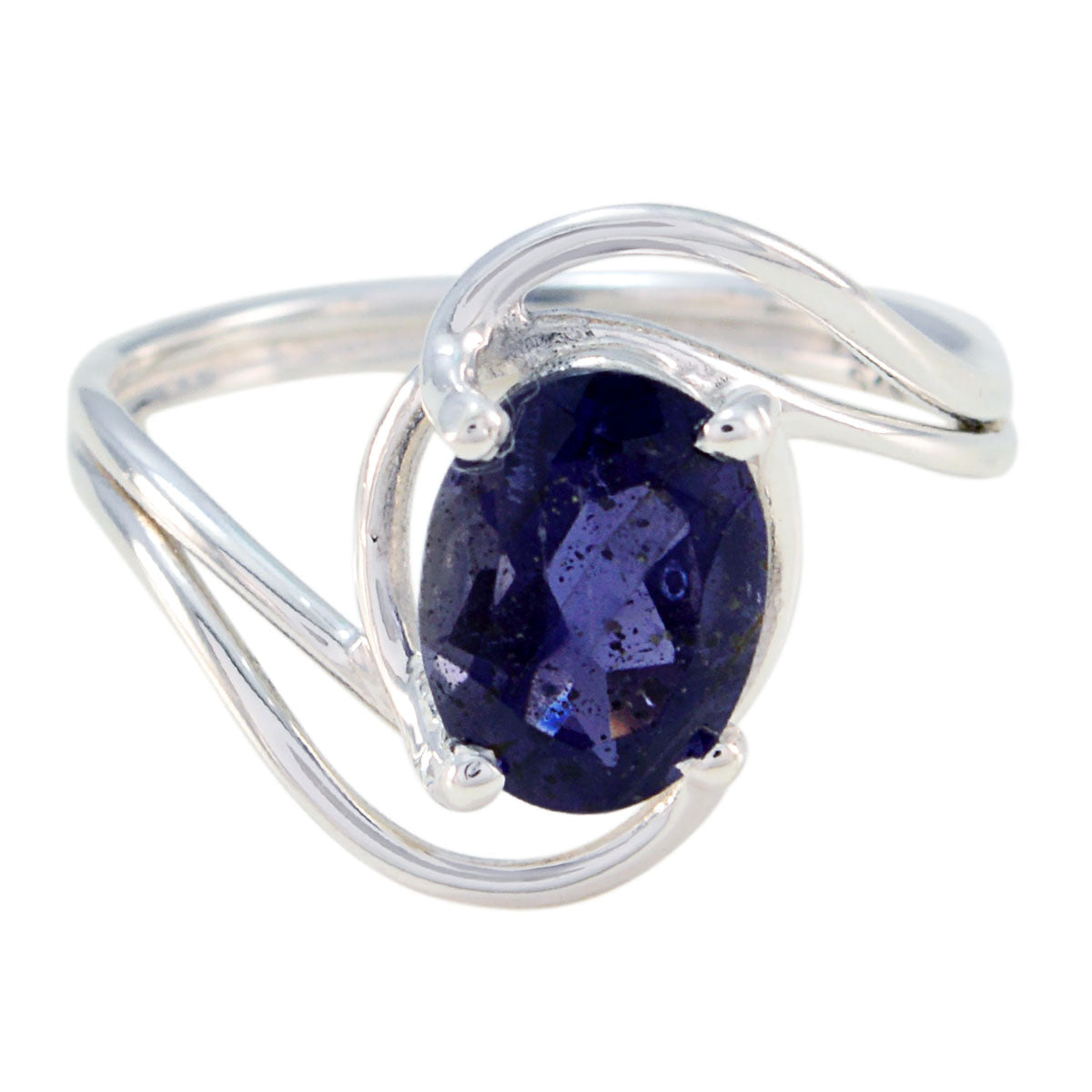 Iolite Solitaire Japanese Silver Blue Gemstone Delicate Sophisticated Ring Jewelry