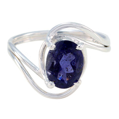 Iolite Solitaire Japanese Silver Blue Gemstone Delicate Sophisticated Ring Jewelry
