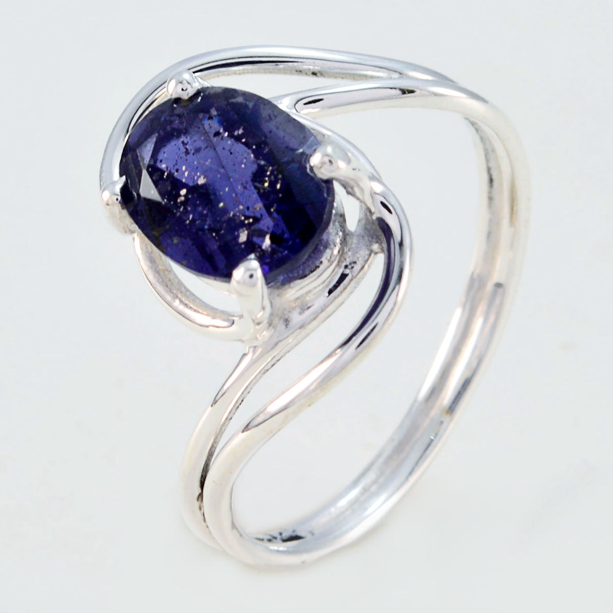 Iolite Solitaire Japanese Silver Blue Gemstone Delicate Sophisticated Ring Jewelry