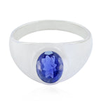 Iolite Solitaire African Silver Blue Gemstone Minimal Artisan Ring Jewellery