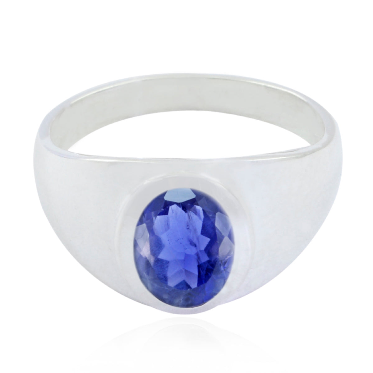 Iolite Solitaire African Silver Blue Gemstone Minimal Artisan Ring Jewellery
