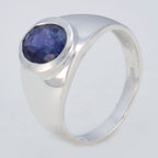 Iolite Solitaire African Silver Blue Gemstone Minimal Artisan Ring Jewellery