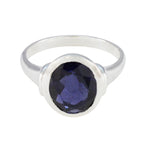 Iolite Solitaire African 925 Silver Blue Gemstone Slim Traditional Ring Jewelry