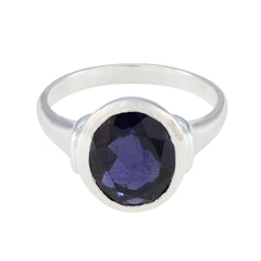 Iolite Solitaire African 925 Silver Blue Gemstone Slim Traditional Ring Jewelry