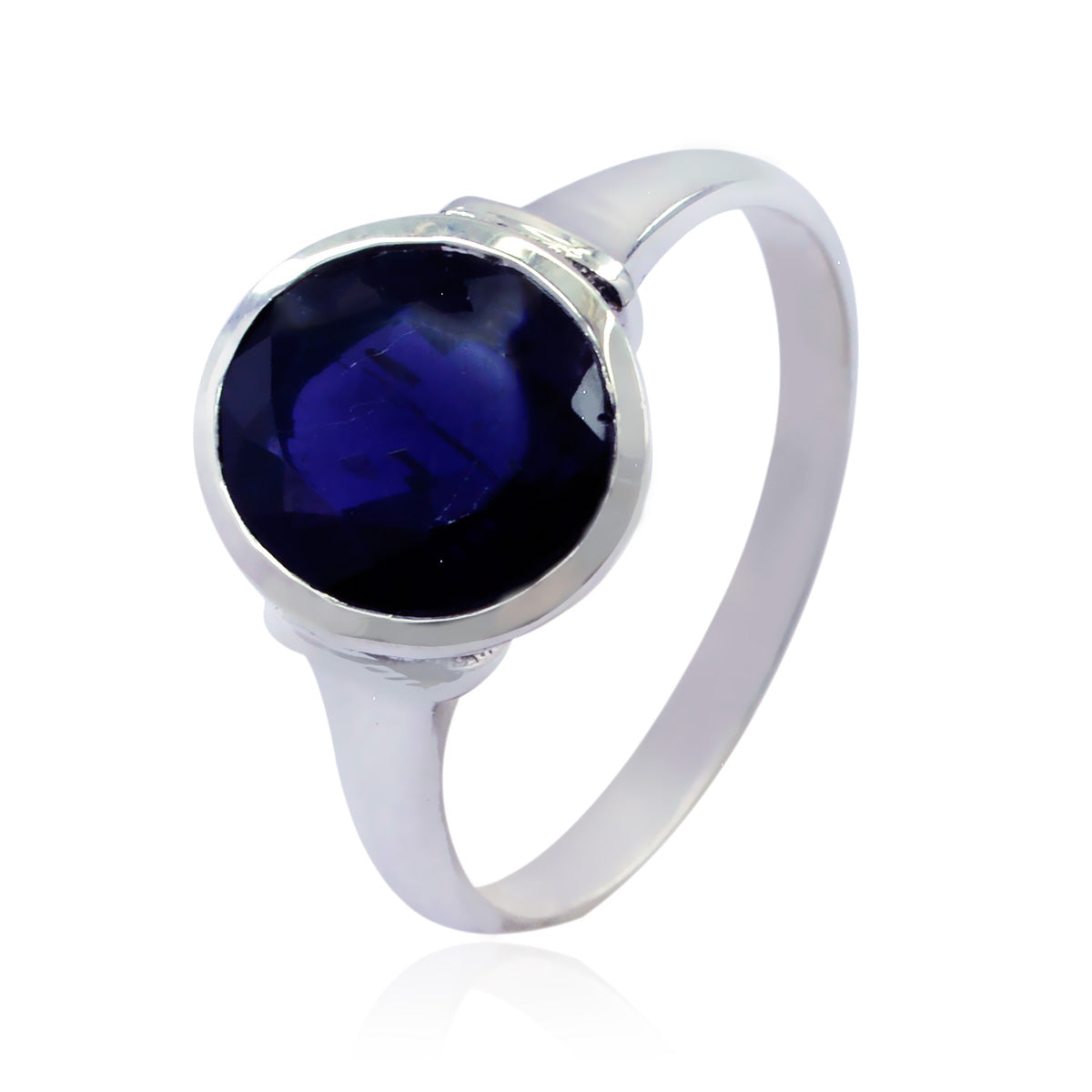 Iolite Solitaire African 925 Silver Blue Gemstone Slim Traditional Ring Jewelry