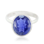 Iolite Solitaire Egyptian 925 Sterling Silver Blue Gems Minimal Trendy Ring Jewellery