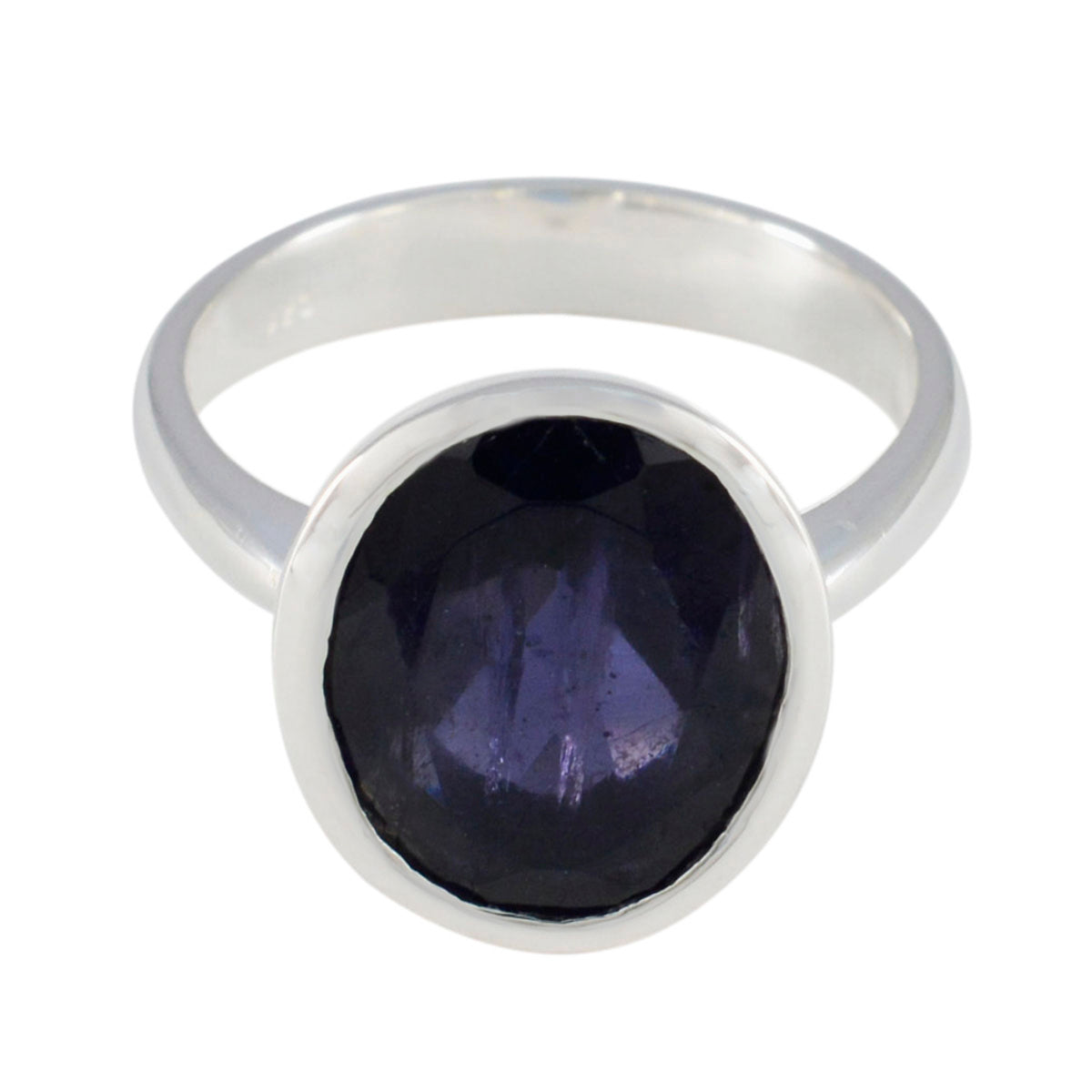 Iolite Solitaire Egyptian 925 Sterling Silver Blue Gems Minimal Trendy Ring Jewellery