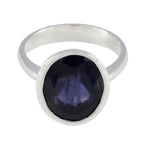Iolite Solitaire Egyptian 925 Sterling Silver Blue Gems Minimal Trendy Ring Jewellery