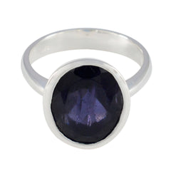 Iolite Solitaire Egyptian 925 Sterling Silver Blue Gems Minimal Trendy Ring Jewellery