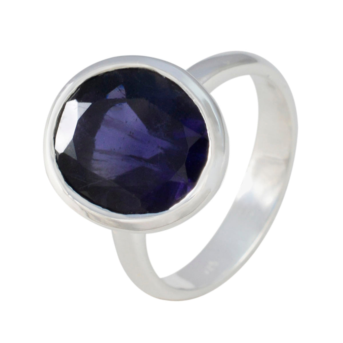 Iolite Solitaire Egyptian 925 Sterling Silver Blue Gems Minimal Trendy Ring Jewellery