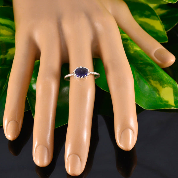 Iolite Solitaire American Silver Blue Gemstone Elegant  Twist Ring Jewelry