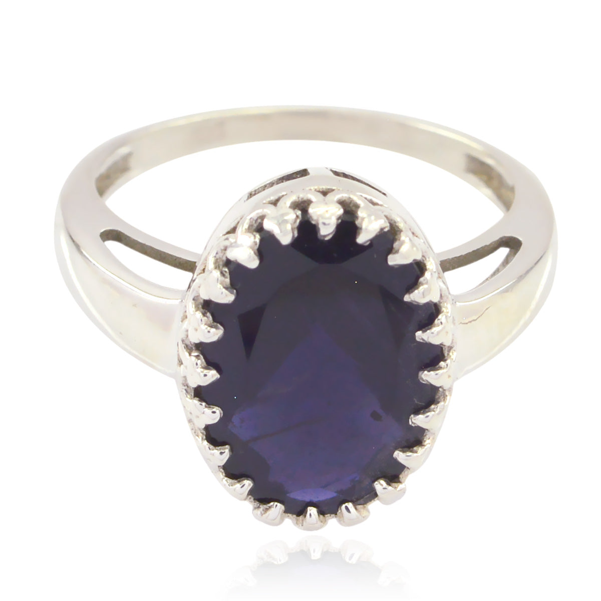 Iolite Solitaire Moroccan Sterling Silver Blue Gemstone Minimal Traditional Ring Jewelry Image principale du produit