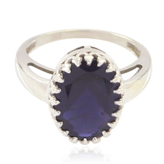 Iolite Solitaire Moroccan Sterling Silver Blue Gemstone Minimal Traditional Ring Jewelry