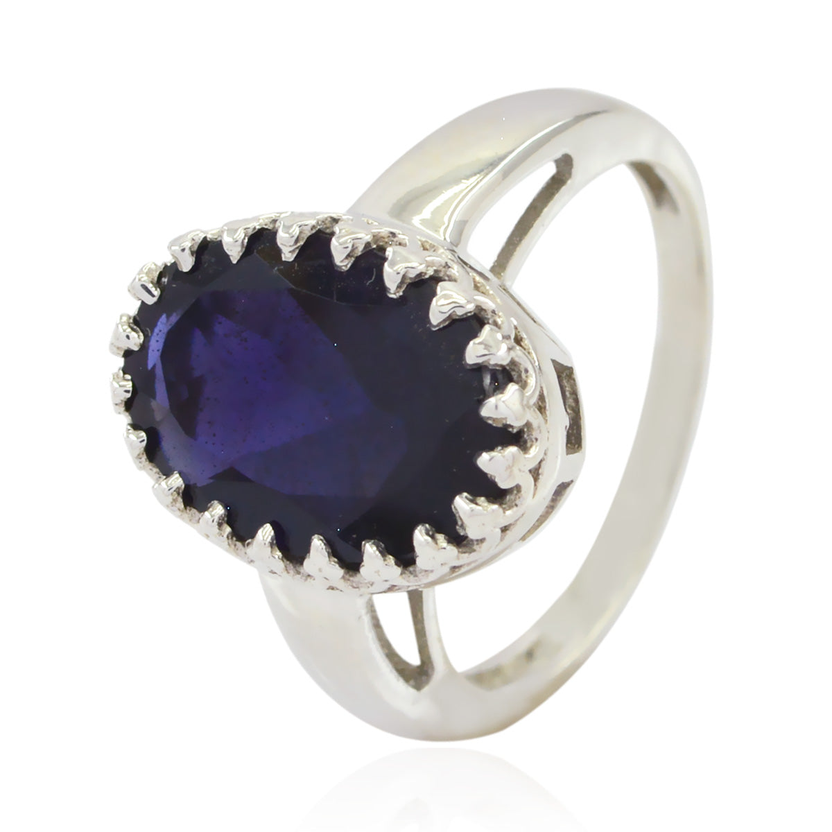 Iolite Solitaire Moroccan Sterling Silver Blue Gemstone Minimal Traditional Ring Jewelry