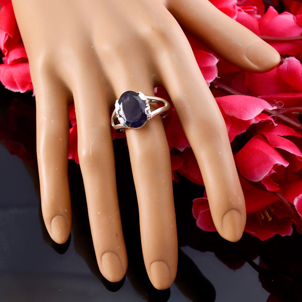 Iolite Solitaire Egyptian Silver Blue Gemstone Minimal Contemporary Ring Jewellery