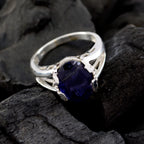 Iolite Solitaire Egyptian Silver Blue Gemstone Minimal Contemporary Ring Jewellery