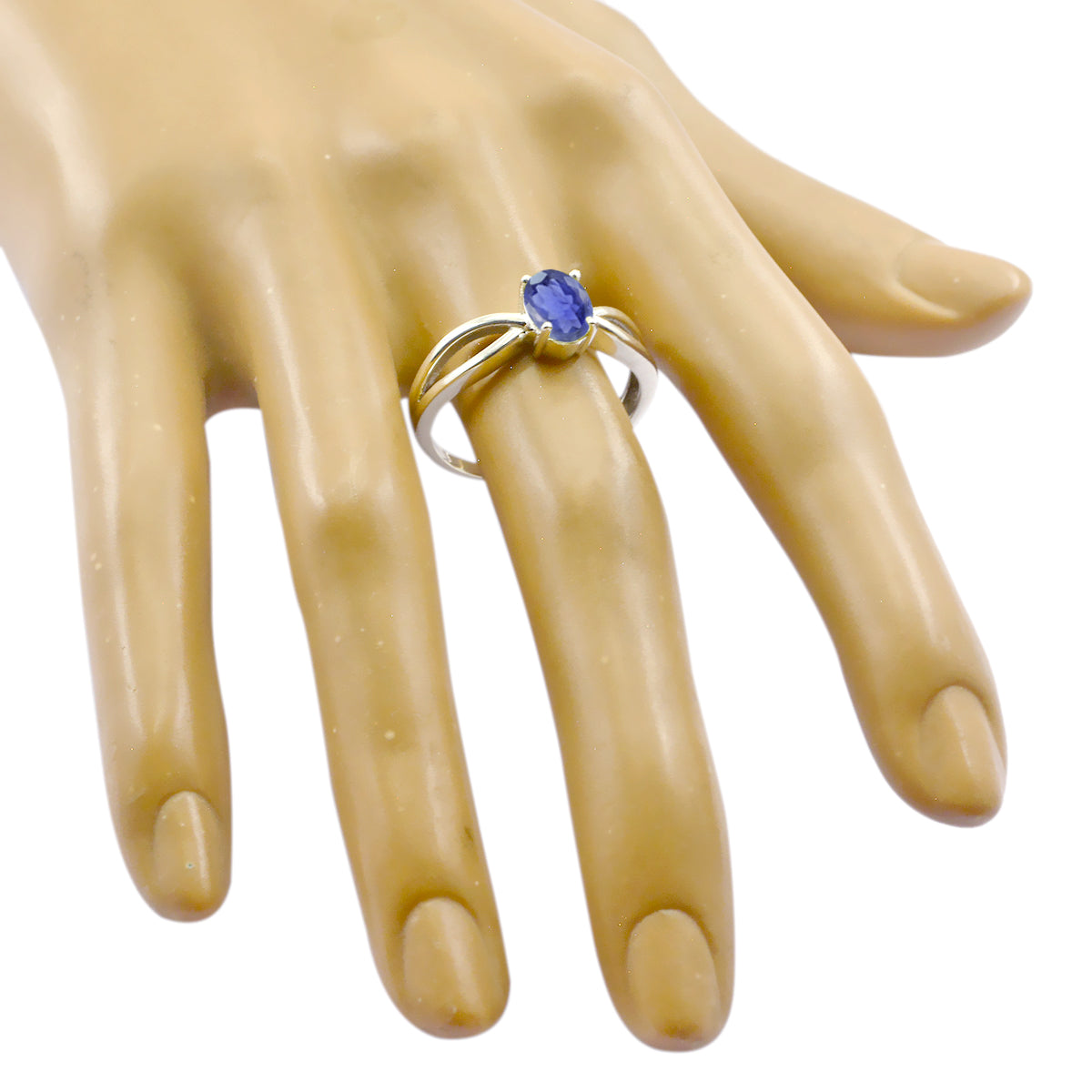 Bague féminine délicate en argent 925 avec solitaire iolite turque et pierres précieuses bleues Image secondaire du produit