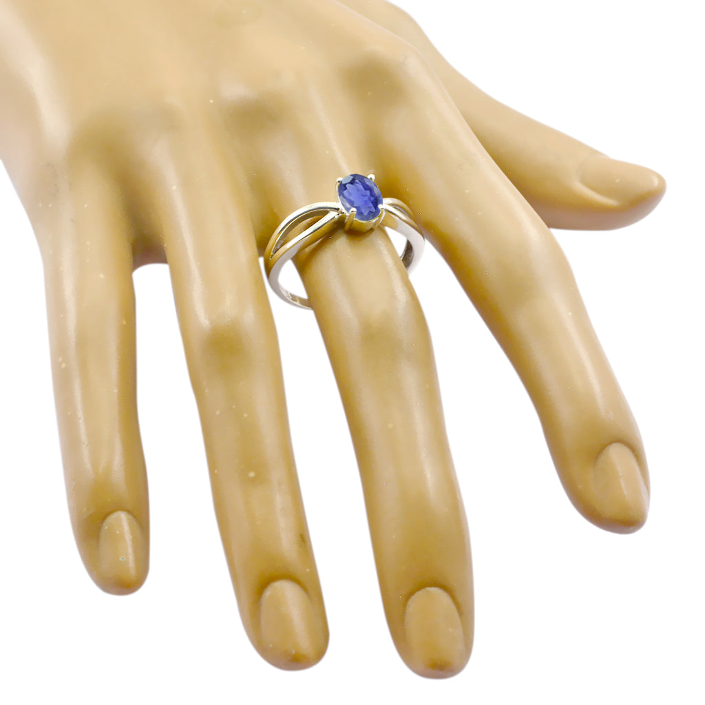 Iolite Solitaire Turkish 925 Silver Blue Gemstones Delicate Feminine Ring Jewellery