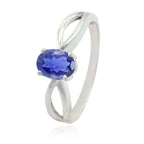 Iolite Solitaire Turkish 925 Silver Blue Gemstones Delicate Feminine Ring Jewellery