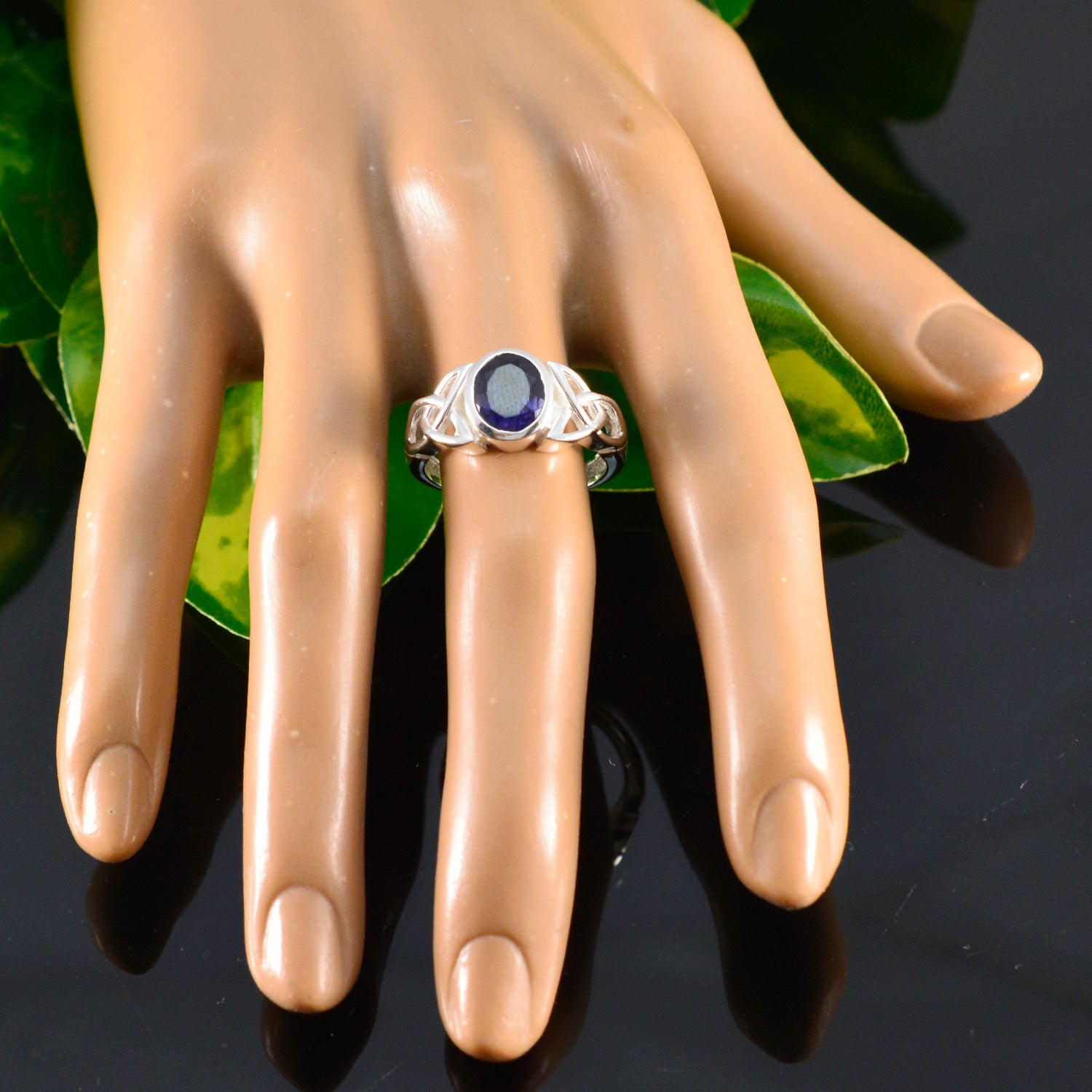 Iolite Solitaire German Silver Blue Gems Minimal Traditional Ring Jewelry