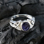 Iolite Solitaire German Silver Blue Gems Minimal Traditional Ring Jewelry
