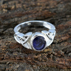 Iolite Solitaire German Silver Blue Gems Minimal Traditional Ring Jewelry