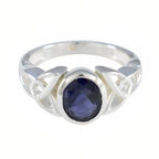 Iolite Solitaire German Silver Blue Gems Minimal Traditional Ring Jewelry