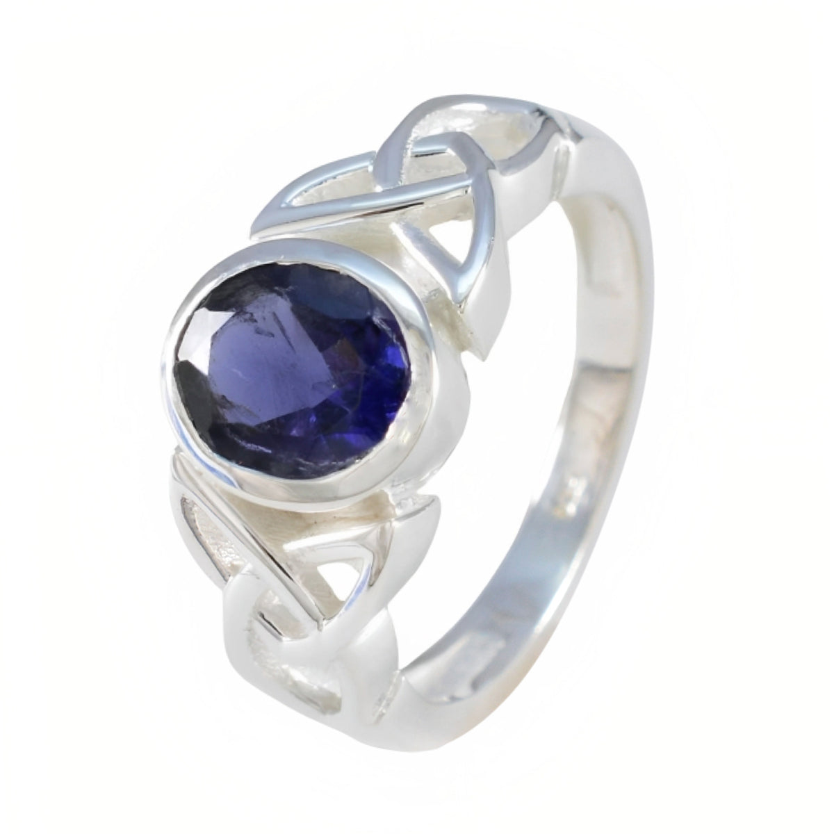 Iolite Solitaire German Silver Blue Gems Minimal Traditional Ring Jewelry Второстепенное изображение товара