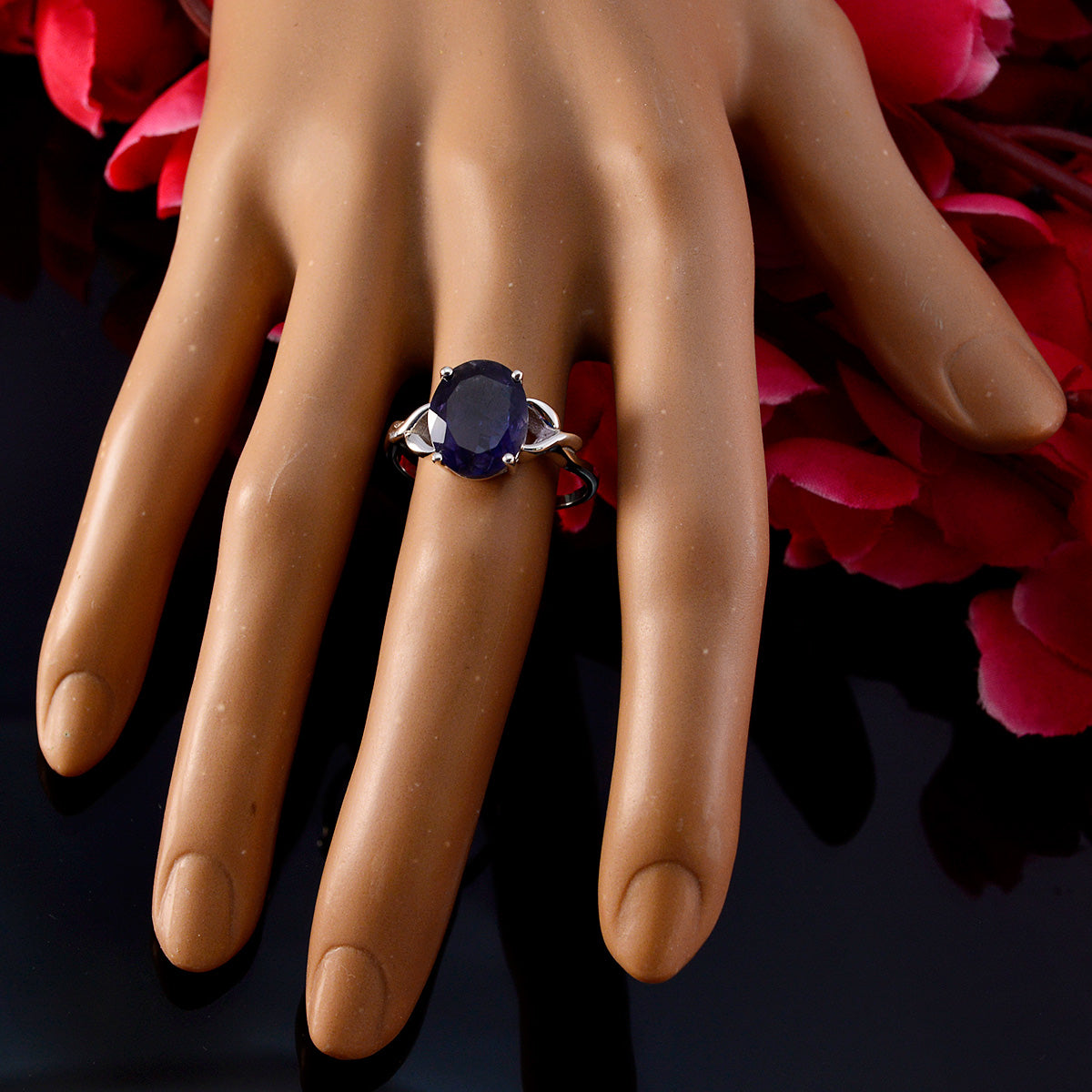Iolite Solitaire Egyptian 925 Silver Blue Gemstone Featherlight Heritage Ring Jewellery