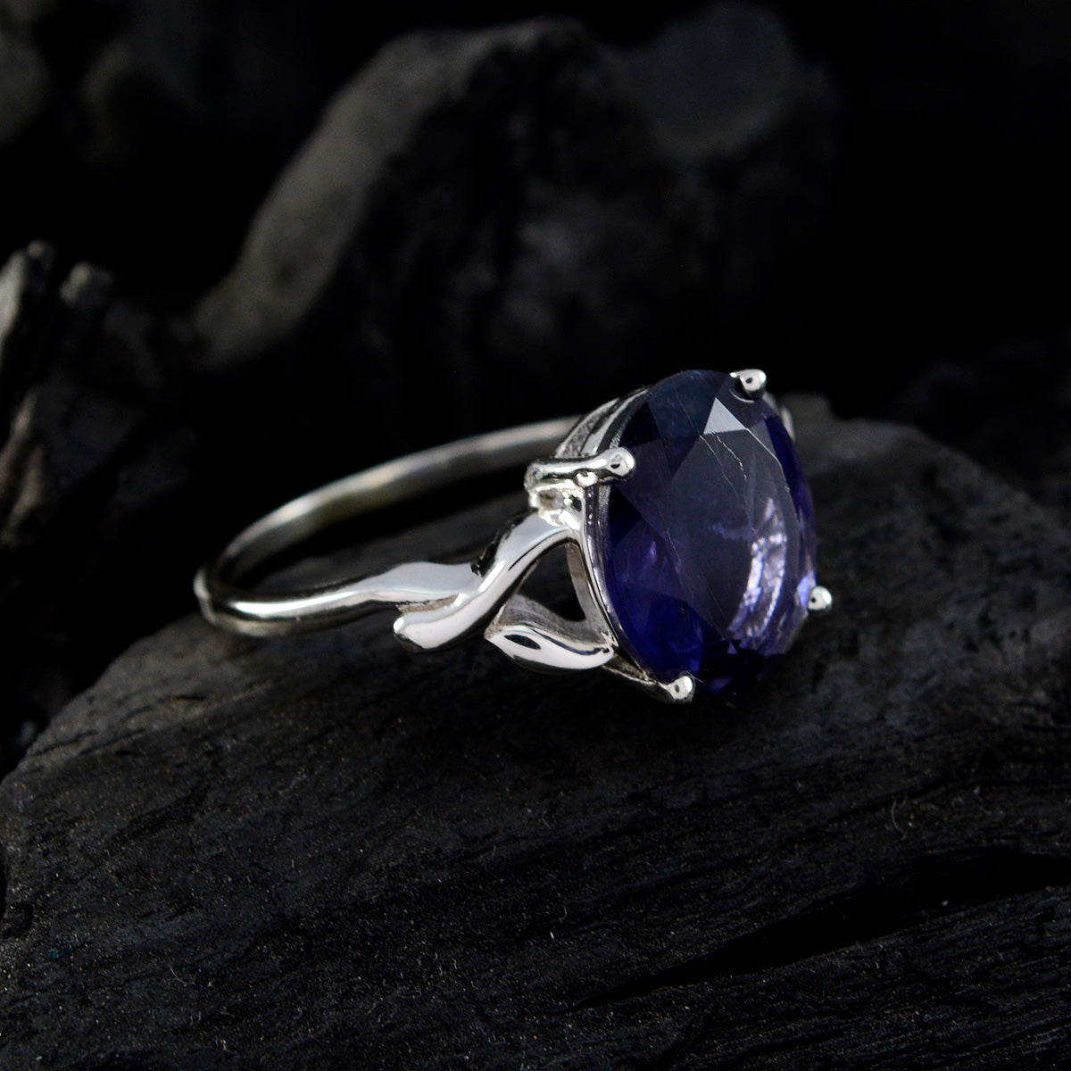 Iolite Solitaire Egyptian 925 Silver Blue Gemstone Featherlight Heritage Ring Jewellery