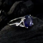 Iolite Solitaire Egyptian 925 Silver Blue Gemstone Featherlight Heritage Ring Jewellery