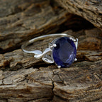 Iolite Solitaire Egyptian 925 Silver Blue Gemstone Featherlight Heritage Ring Jewellery